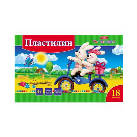 Пластилин 18 цветов Hatber Ушастики со стеком