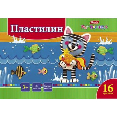 Пластилин 16 цветов Hatber Ушастики со стеком