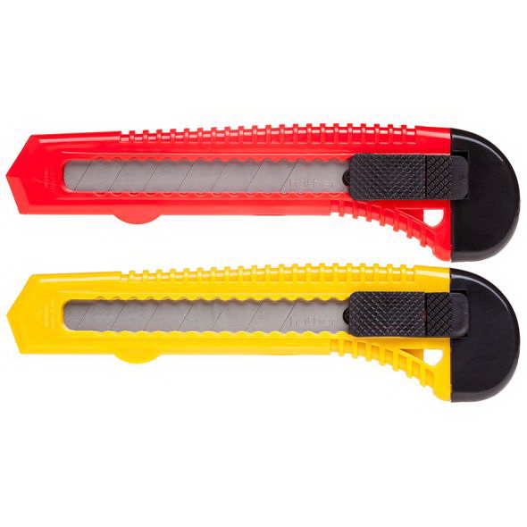 UK_060160 Нож Канцелярский Hatber X-BLADE 18мм PUSH-LOCK в пакете с европодвесом