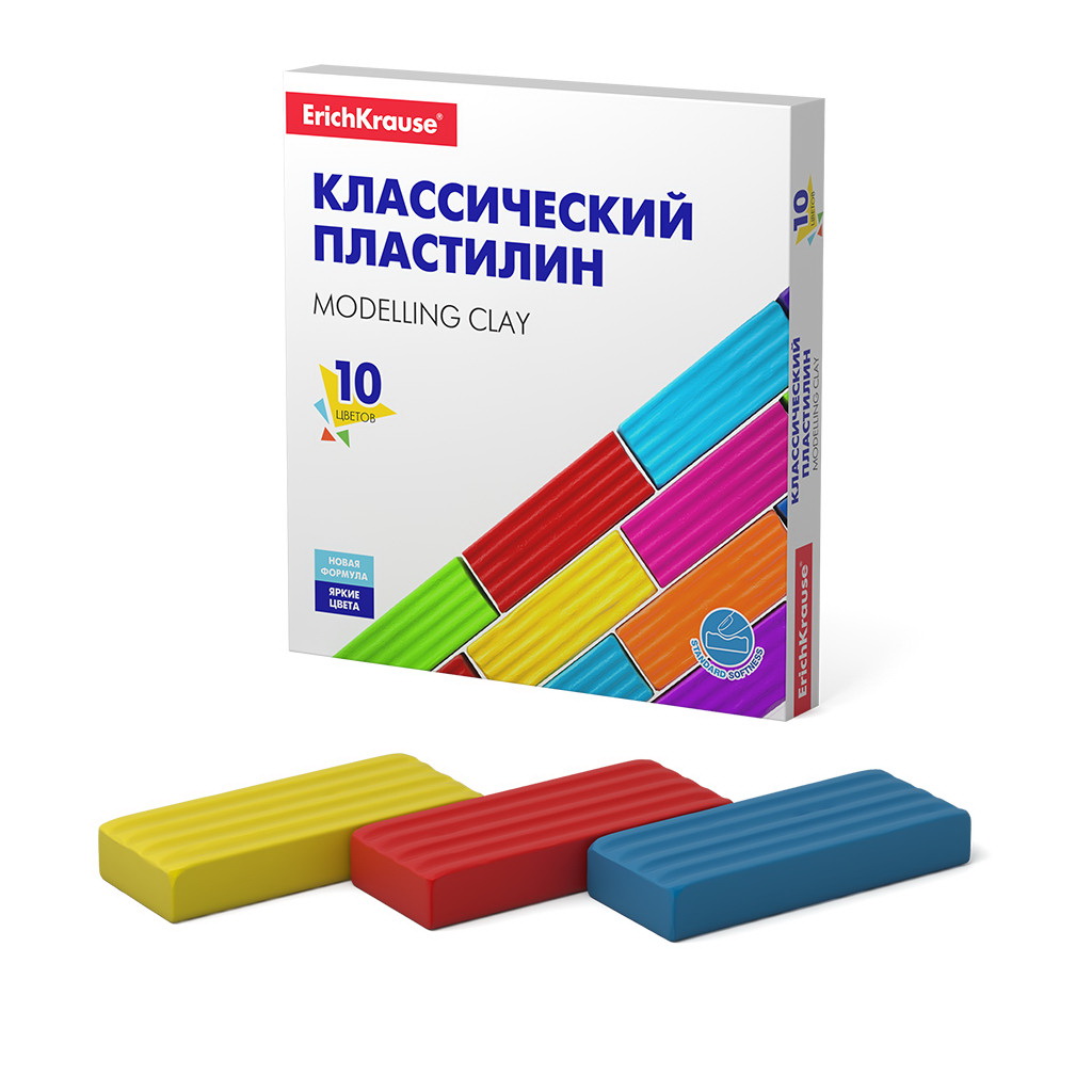 Пластилин 10 цветов ErichKrause Basic/Базовый