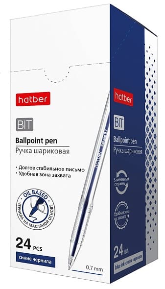 Ручка масляная Hatber Бит Синяя 0,7 мм