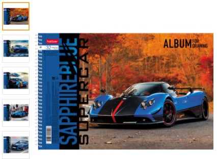 Альбом для рисования 32 листа на спирали BLUEsupercar/Синий суперкар