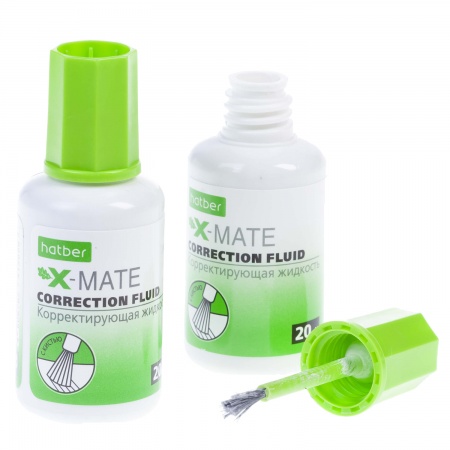 Корректирующая Жидкость Hatber X-Mate на химической основе 20 мл с кисточкой в картонной Дисплей-витрине