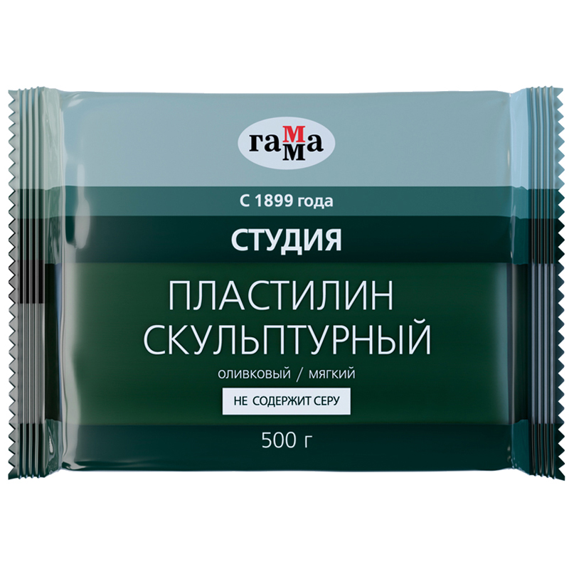 Пластилин скульптурный Гамма Студия оливковый, мягкий, 500 грамм