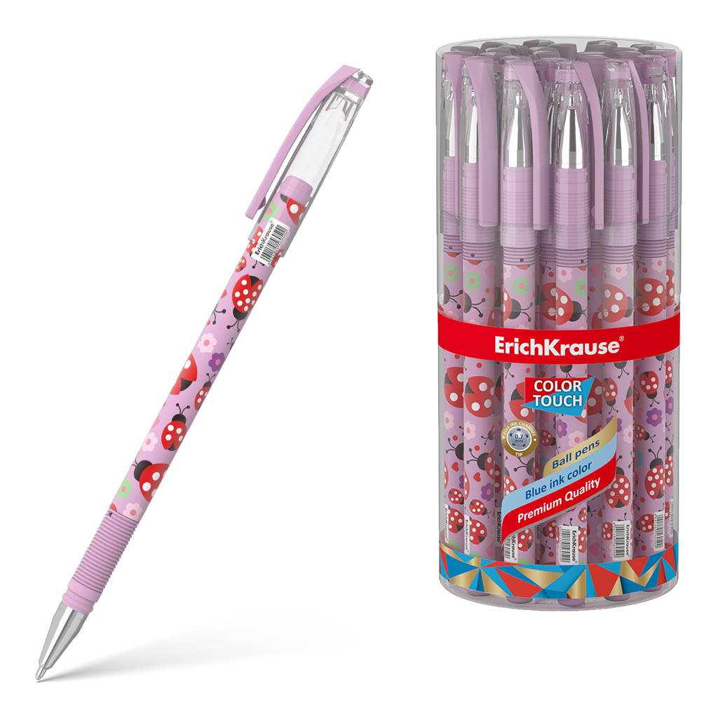 Ручка шариковая ErichKrause ColorTouch Божьи коровки Синяя 0,7мм