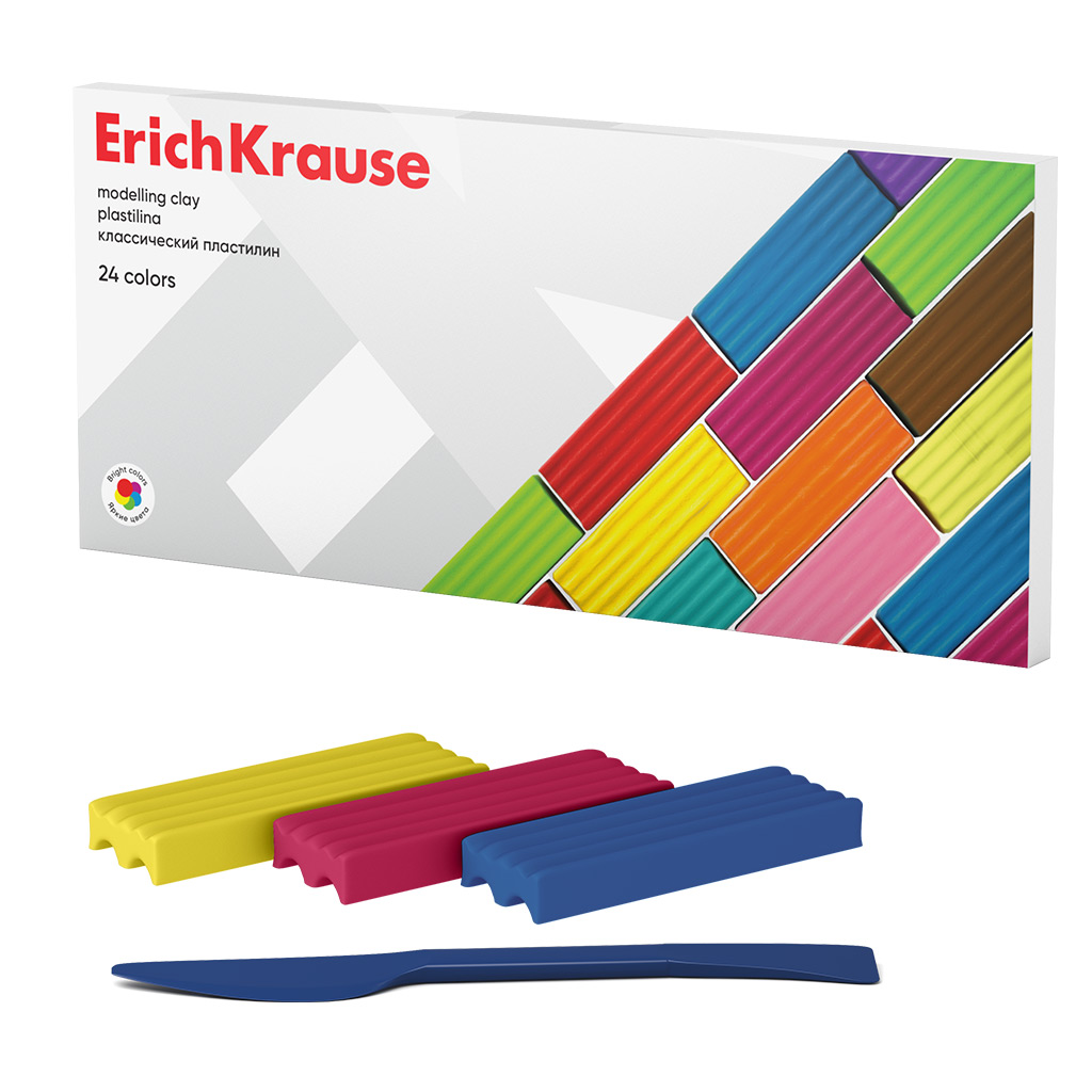 Пластилин 24 цветов ErichKrause Basic/Базовый
