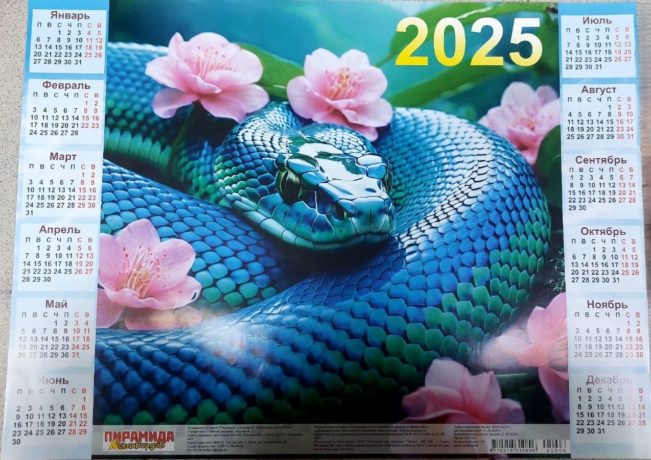 Календарь Плакат А2 2025 Бирюзовое настроение -50%