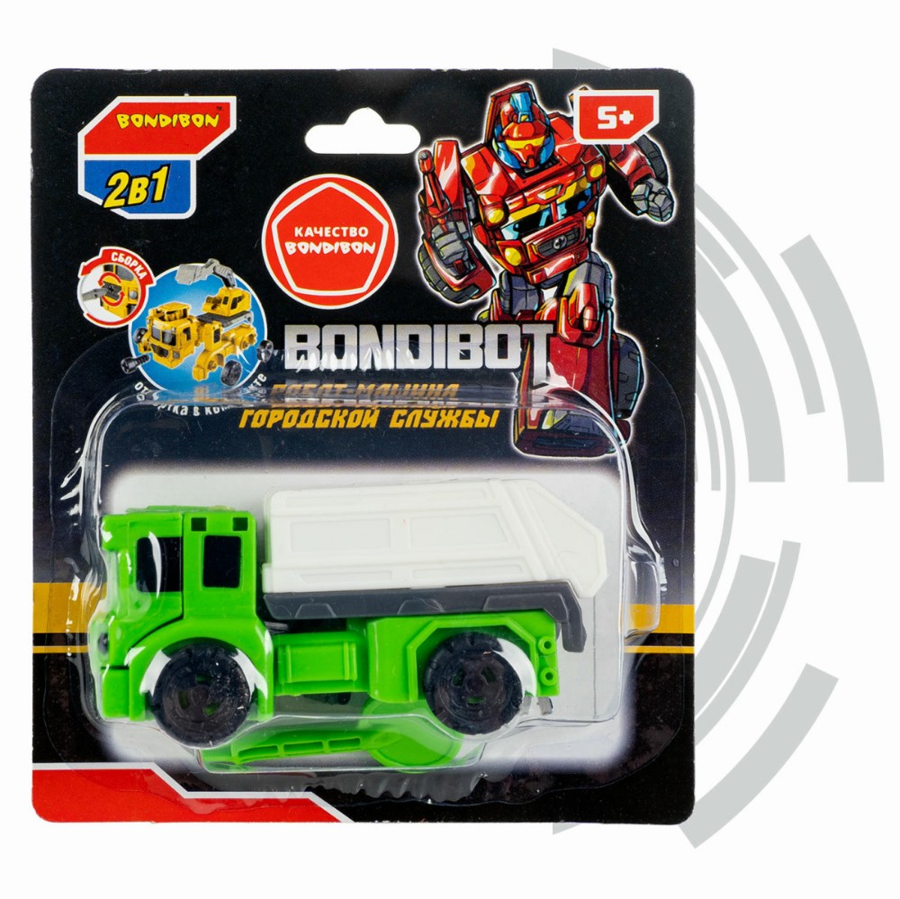 Игр.Трансформер 2в1 BONDIBOT Bondibon Робот-машина мусоровоз, цвет зелёный -25%