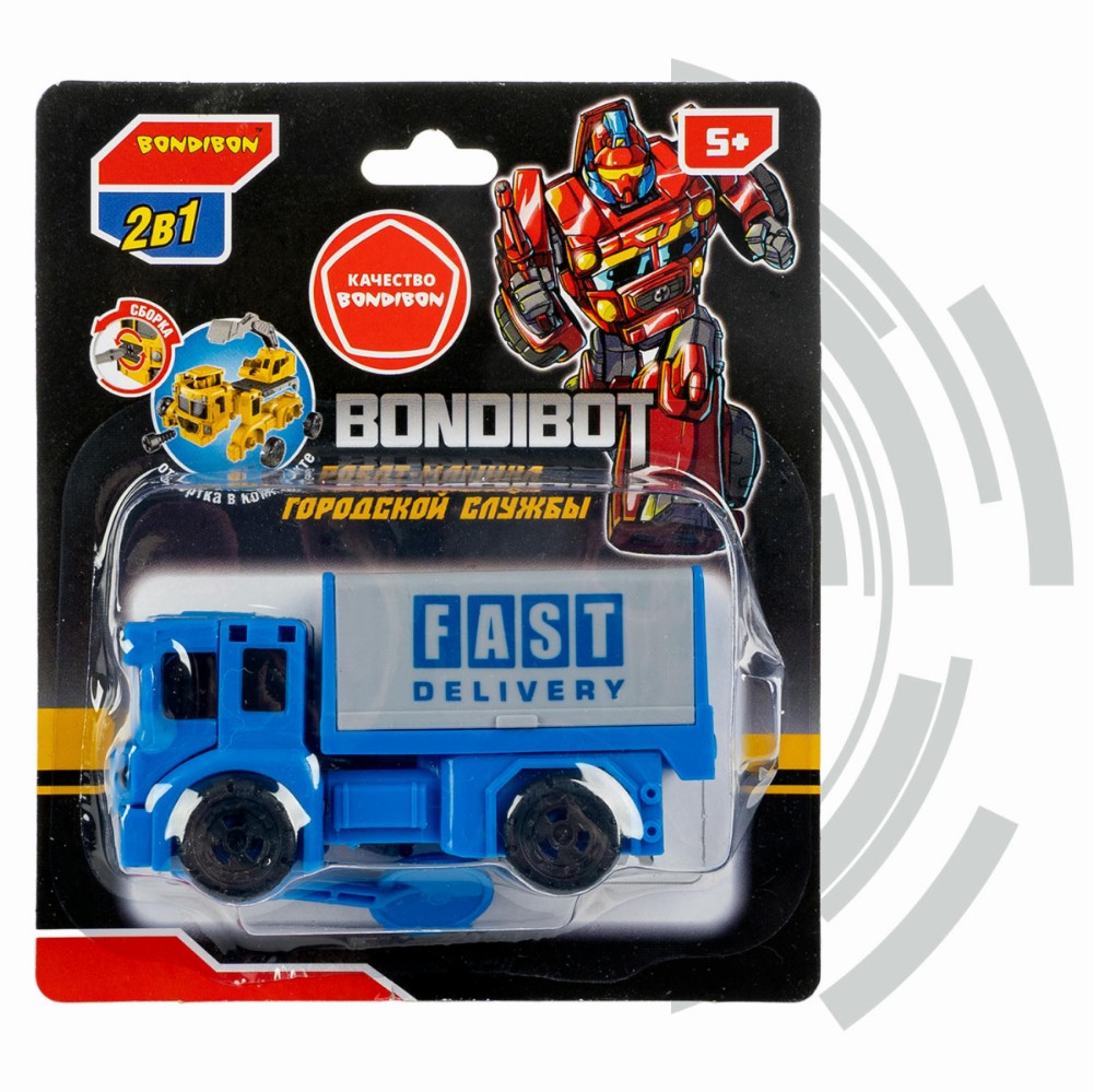 Игр.Трансформер 2в1 BONDIBOT Bondibon Робот-машина грузовик доставки, цвет синий -25%