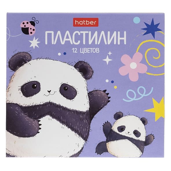 Пластилин 12 цветов Hatber Плюшевые панды
