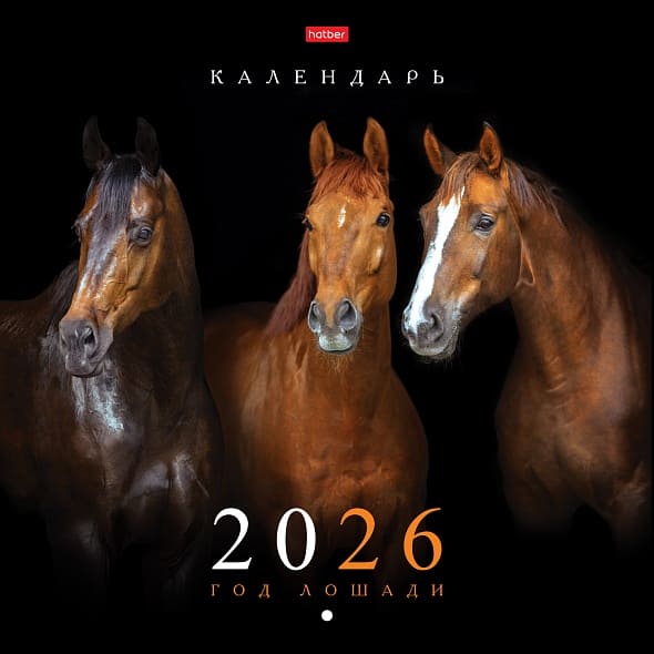 Календарь 2026 настенный на скрепке 30х30см Эконом Год Лошади