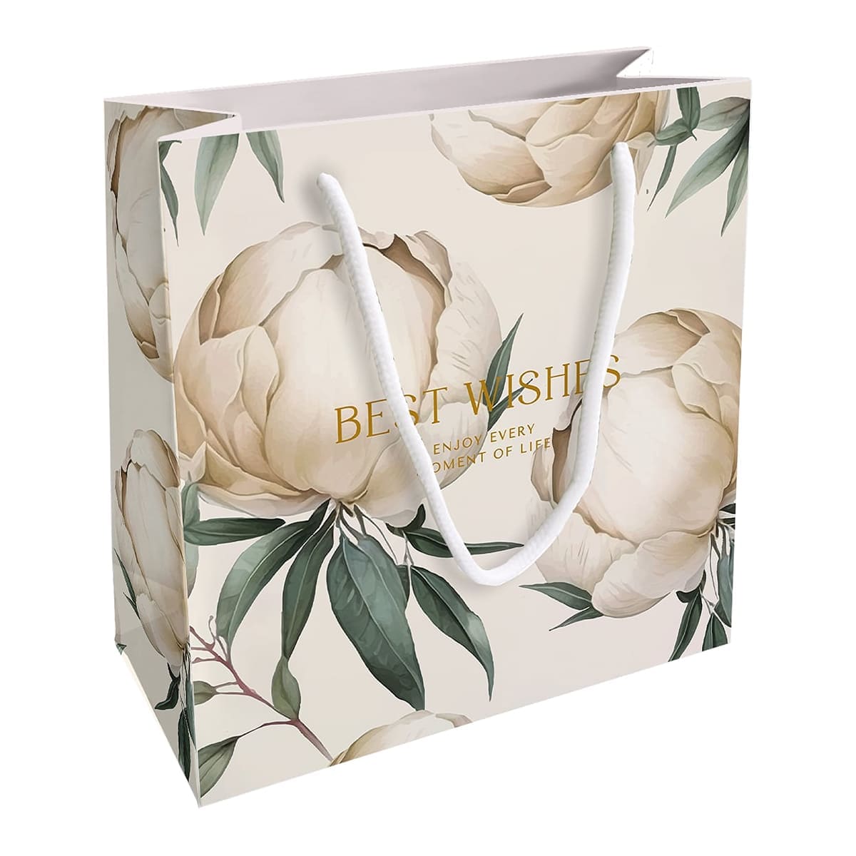 Кан.Пакет подарочный Be Smart, 20х20 см. Коллекция Peony, айвори