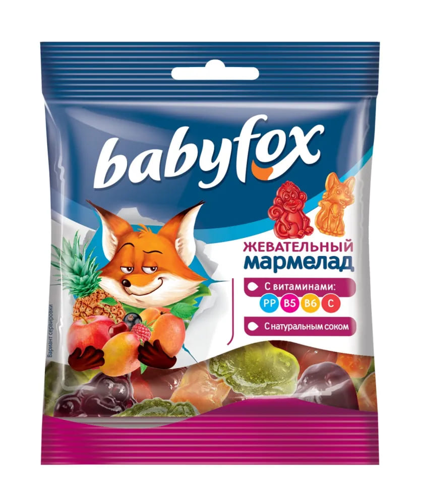 Мармелад BabyFox с соком ягод и фруктов 30 грамм