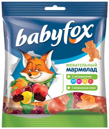 Мармелад BabyFox Бегемоты с соком ягод и фруктов 70 грамм