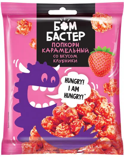 Попкорн Бомбастер карамельный со вкусом клубники 50 грамм