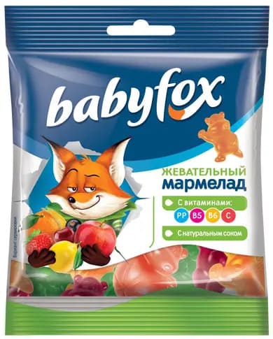 Мармелад BabyFox Бегемоты с соком ягод и фруктов 30 грамм