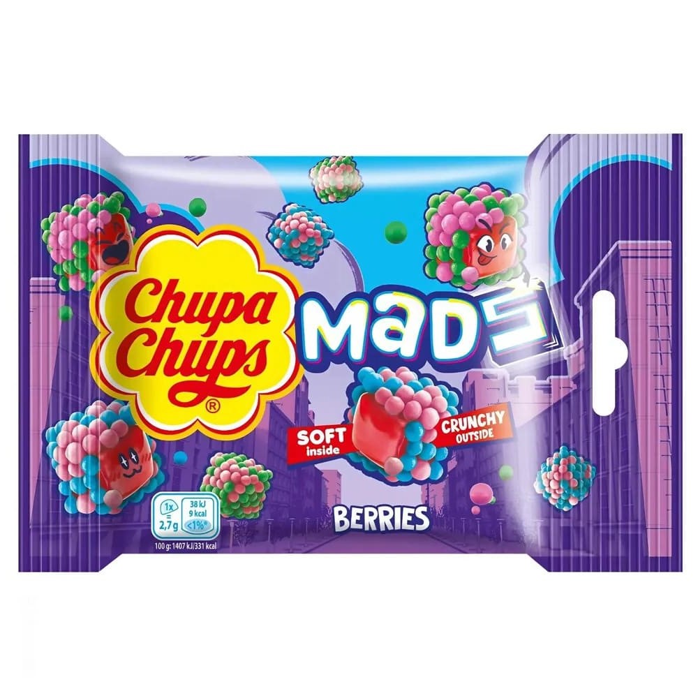 Мармелад Chupa chups Mads Berries, Мэдс Ягоды 45 грамм