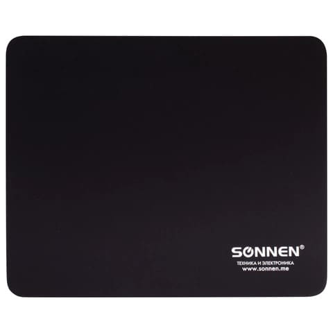 Кан.Коврик для мыши SONNEN "BLACK", резина+ткань, 220х180х3 мм