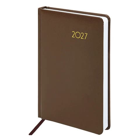 Ежедневник 2027 А5 176 листов BRAUBERG Select, балакрон, коричневый