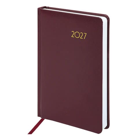 Ежедневник 2027 А5 176 листов BRAUBERG Select, балакрон, бордовый